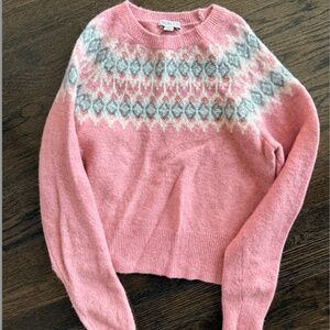 girls crewcuts fair isle sweater- pink multi- XL
